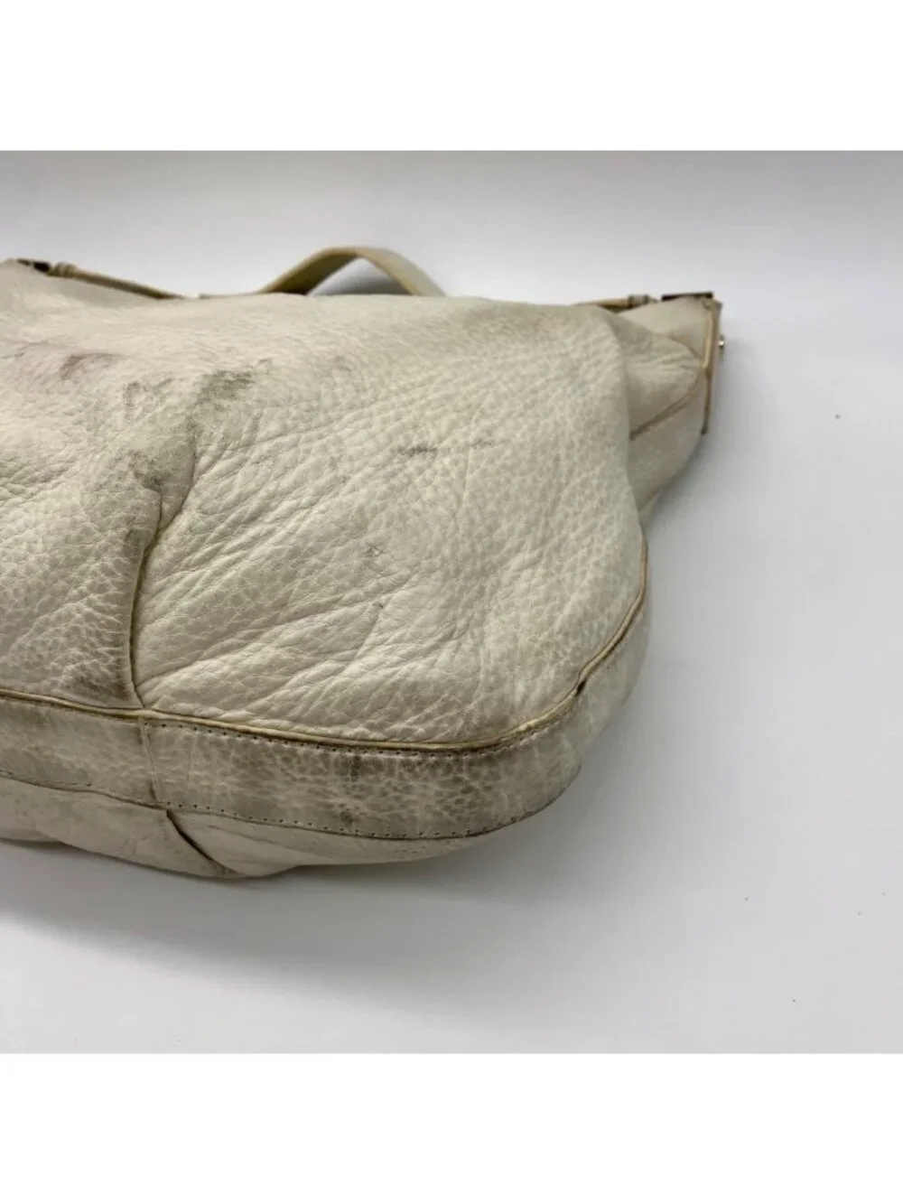Tory Burch White Pebbled Leather Hobo Shoulder Bag